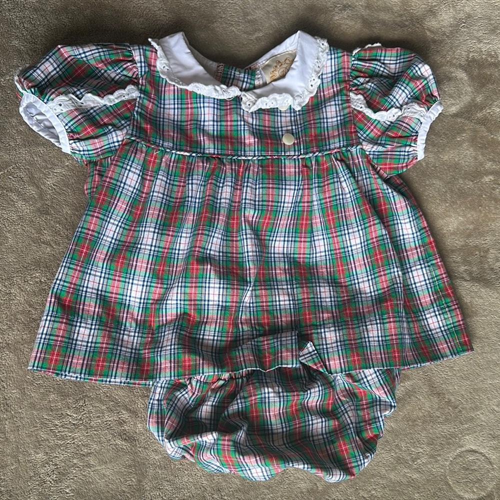 The Beaufort and Bonnet Co. Plaid Baby Dress with Bloomers